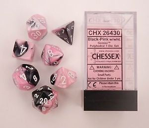 Chessex - Gemini Polyhedral 7-Die Set - Black Pink/White (CHX26430)