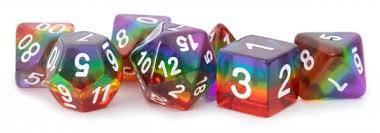MDG Polyhedral Resin Dice Set - Translucent Rainbow - Good Games