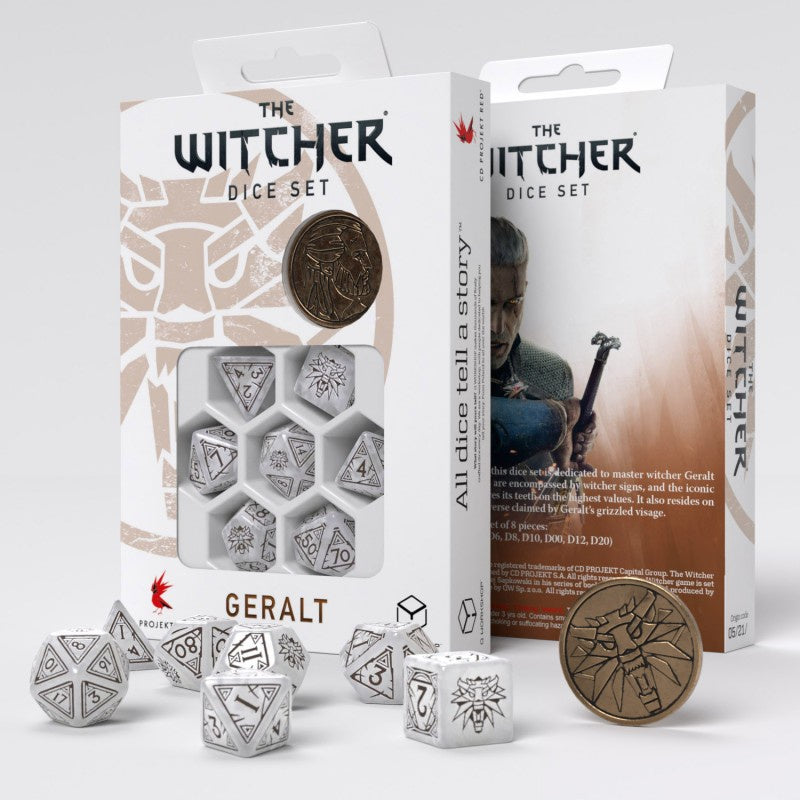 Q Workshop - The Witcher Dice Set Geralt - The White Wolf Dice Set With Coin
