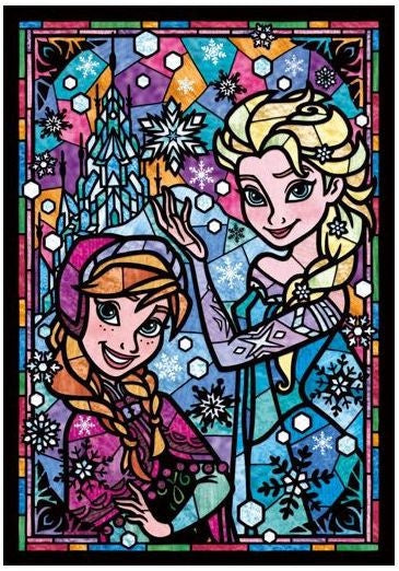 Tenyo Disney Frozen Anna &amp; Elsa Stained Glass 266 Piece Jigsaw