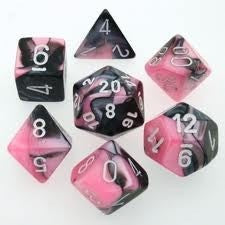 Chessex - Gemini Polyhedral 7-Die Set - Black Pink/White (CHX26430)