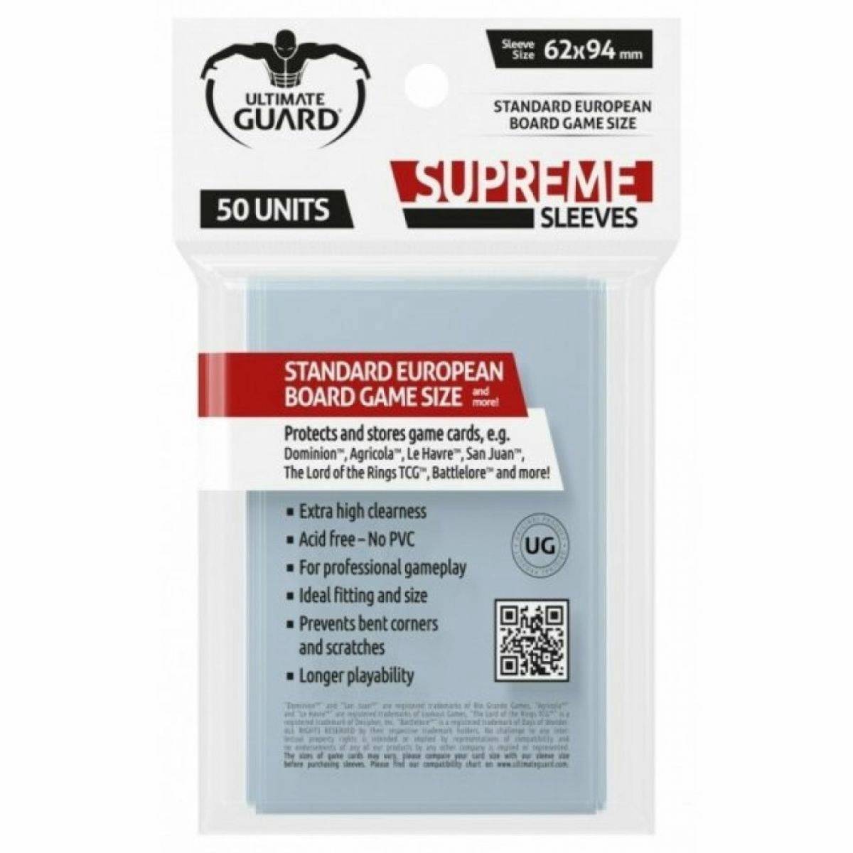 Ultimate Guard Supreme Sleeves For Board Game Cards Standard European (50)