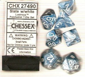 Chessex - Lustrous Polyhedral 7-Die Set - Slate/White (CHX27490)