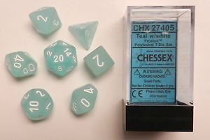 Chessex - Frosted Polyhedral 7-Die Set - Teal/White (CHX27405)