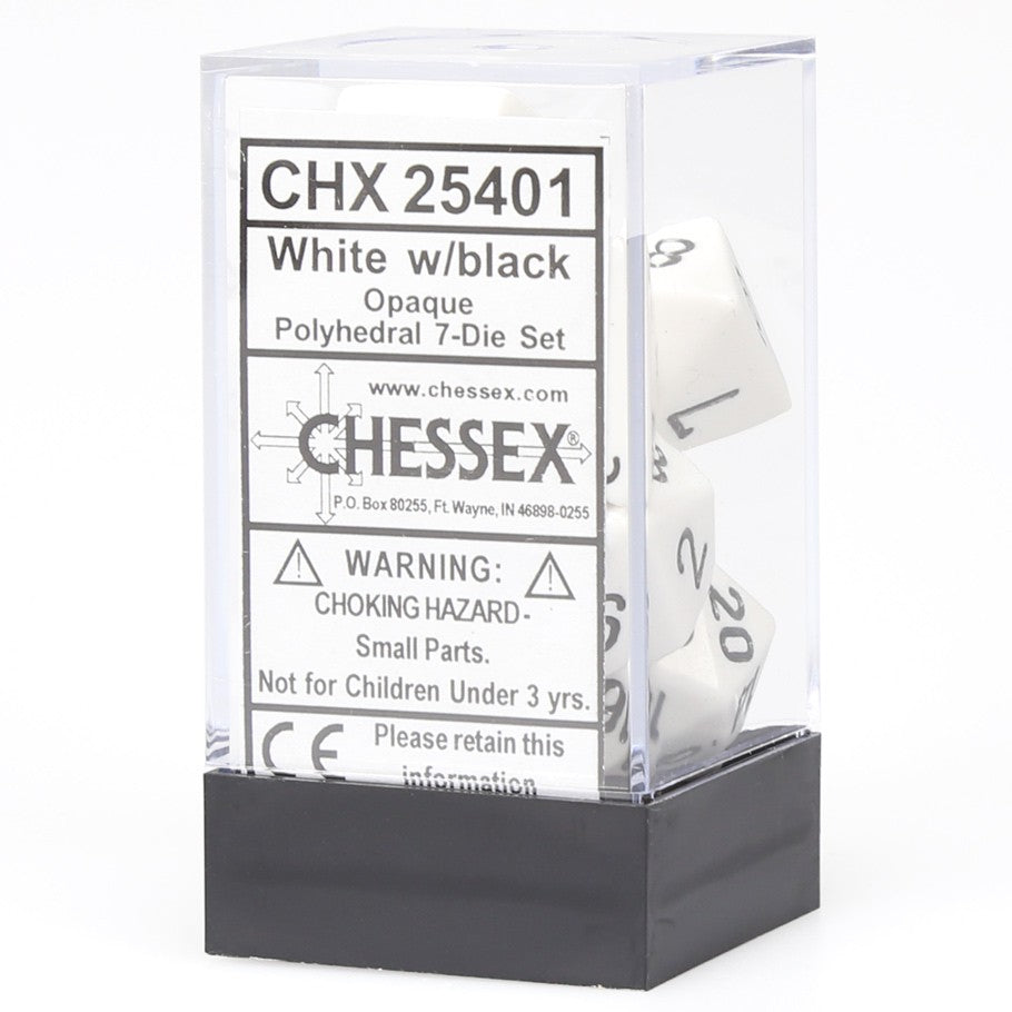 Chessex - Opaque Polyhedral 7-Die Set - White/Black (CHX25401)