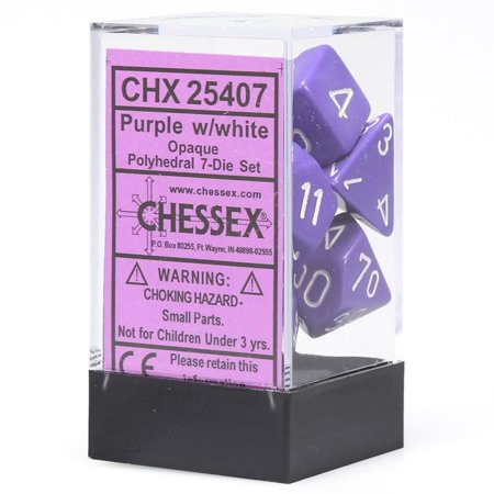 Chessex - Opaque Polyhedral 7-Die Set - Purple/White (CHX25407)