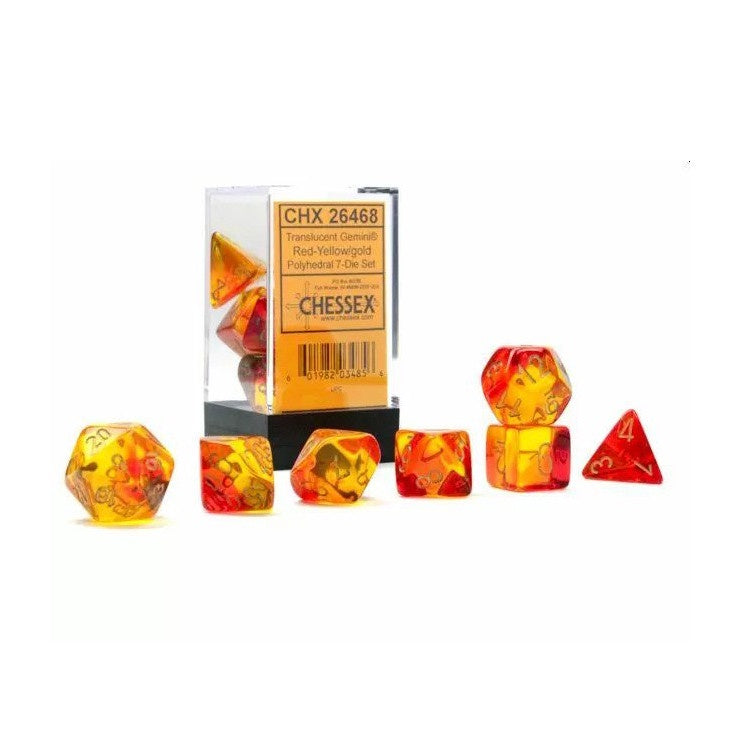 Chessex - Gemini Translucent Red-Yellow/Gold Luminary 7-Die Set (CHX 26468)