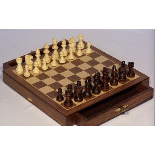 Chess set magnetic with drawers walnut 10