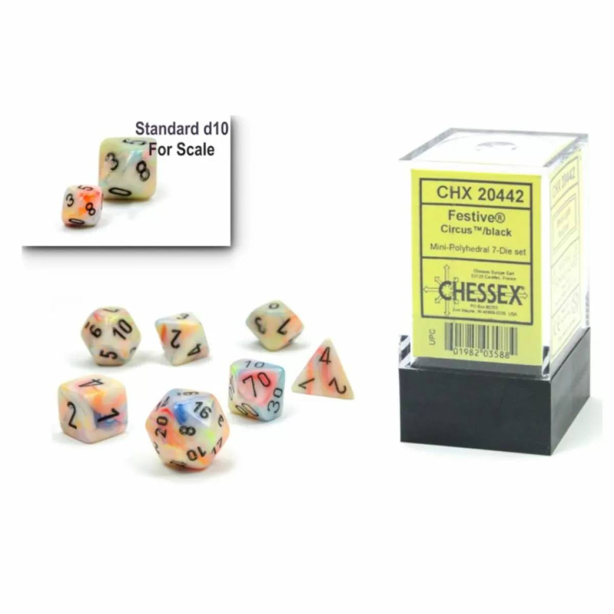 Chessex - Festive Mini Circus/Black 7-Die Set (CHX 20442)
