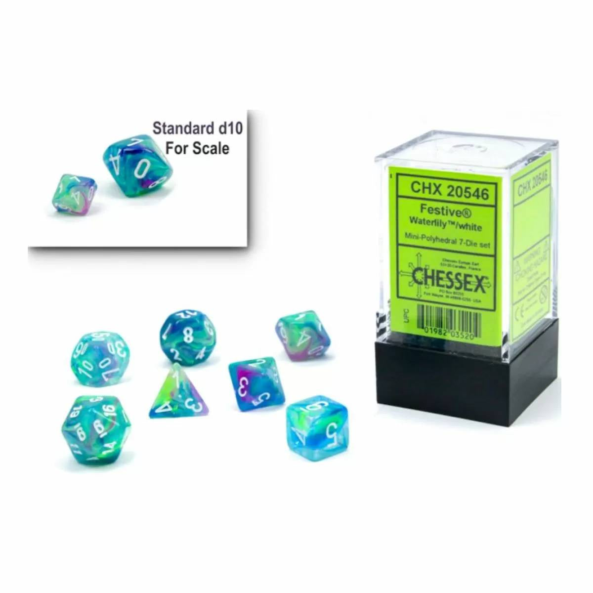 Chessex - Festive Mini Waterlily/White 7-Die Set (CHX 20546)