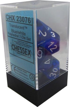 Chessex - Translucent Polyhedral 7-Die Set - Blue/White (CHX23076)