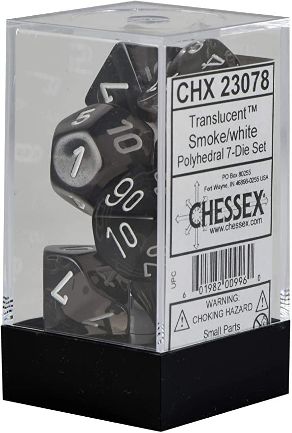 Chessex - Translucent Polyhedral 7-Die Set - Smoke/White (CHX23078)