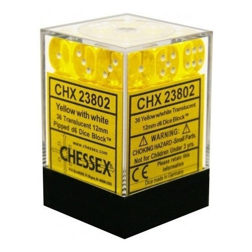 Chessex - Translucent 12mm D6 Set - Yellow/White (CHX23802)