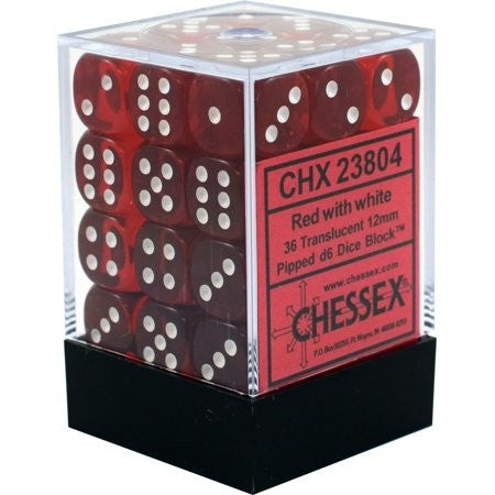 Chessex - Translucent 12mm D6 Set - Red/White (CHX23804)