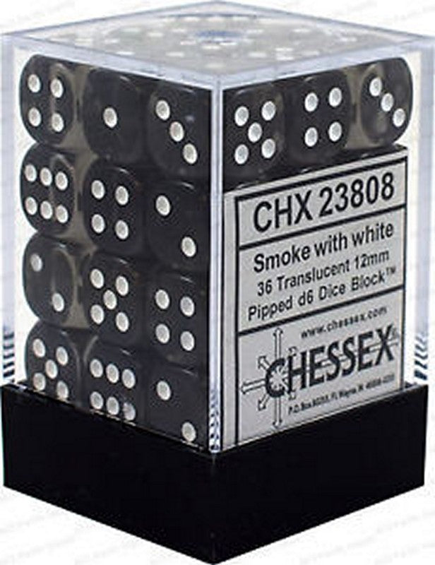 Chessex - Translucent 12mm D6 Set - Smoke/White (CHX23808)