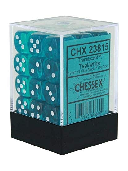 Chessex - Translucent 12mm D6 Set - Teal/White (CHX23815)