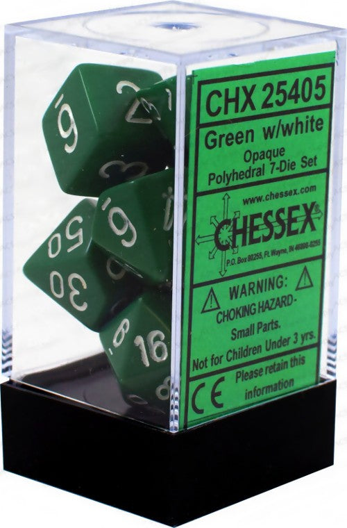 Chessex - Opaque Polyhedral 7-Die Set - Green/White (CHX25405)