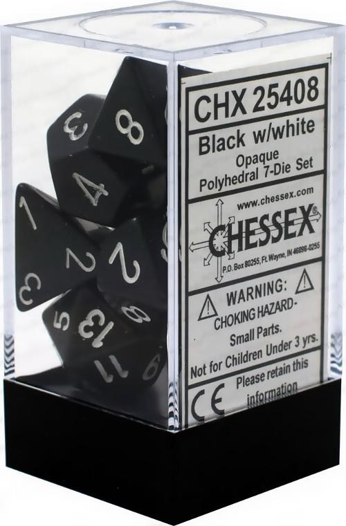Chx 25408 Opaque Polyhedral Black/White 7-Die Set - Good Games