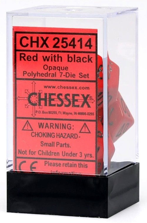 Chessex - Opaque Polyhedral 7-Die Set - Red/Black (CHX25414)