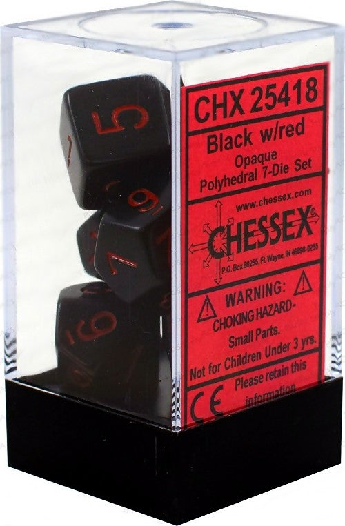 Chessex - Opaque Polyhedral 7-Die Set - Black/Red (CHX25418)