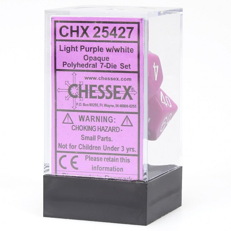 Chessex - Opaque Polyhedral 7-Die Set - Light Purple/White (CHX25427)