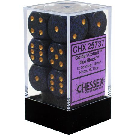 Chessex - Speckled 16mm D6 Set - Golden Cobalt Block (CHX25737)