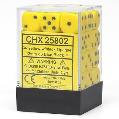 Chessex - Opaque 12mm D6 Set - Yellow/Black (CHX25802)