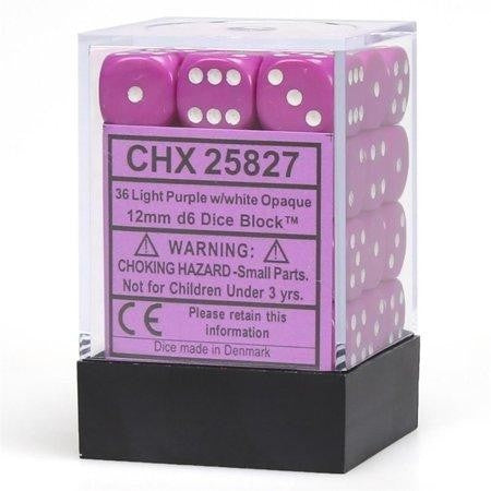 Chessex - Opaque 12mm D6 Set - Light Purple/White (CHX25827)