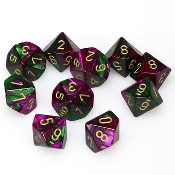Chessex - Gemini Polyhedral D10 Set - Green-Purple/Gold (CHX26234)
