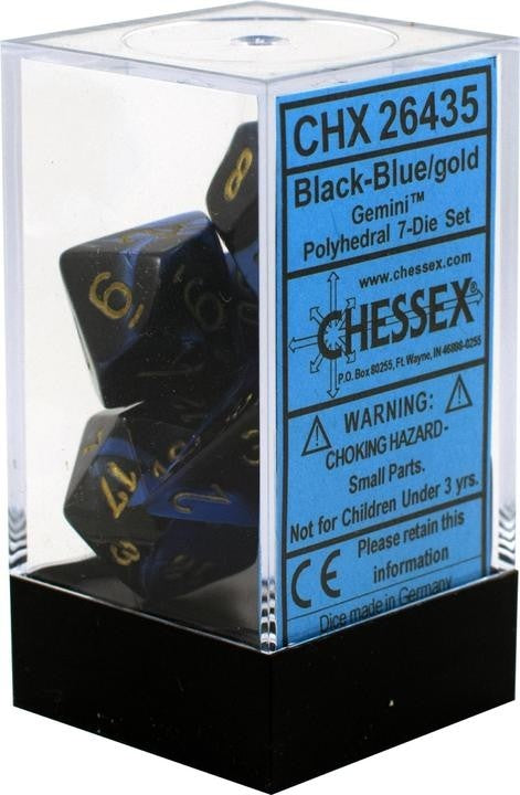 Chessex - Gemini Polyhedral 7-Die Set - Black Blue/Gold (CHX26435)