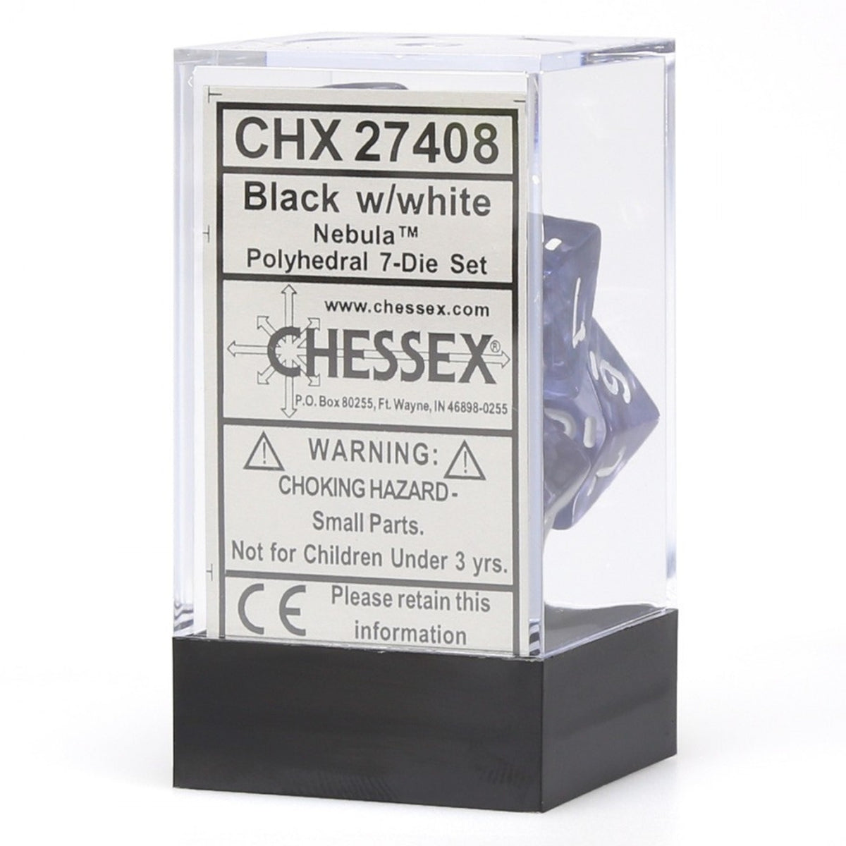 Chessex - Nebula Polyhedral 7-Die Set - Black/White (CHX27408)