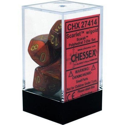 Chessex - Dice Sets: Scarab Mini-Polyhedral Scarlet / gold 7-Die Set