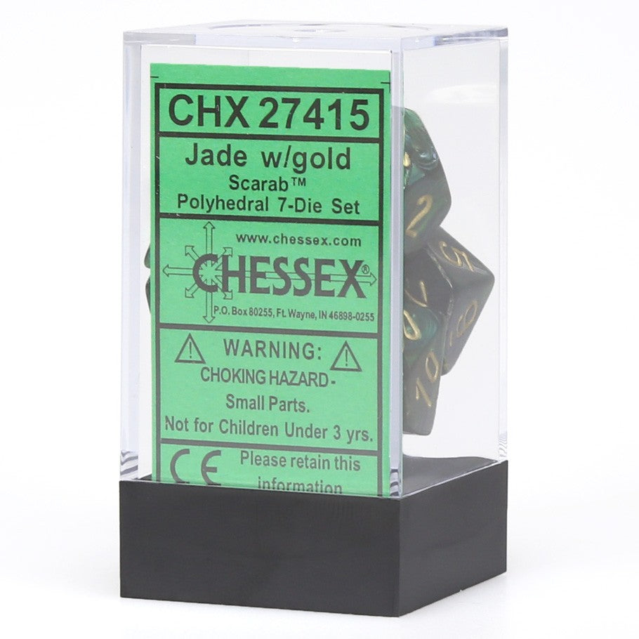 Chessex - Scarab Polyhedral 7-Die Set - Jade/Gold (CHX27415)