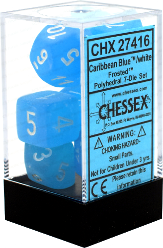 Chessex - Frosted Polyhedral 7-Die Set - Caribbean Blue/White (CHX27416)