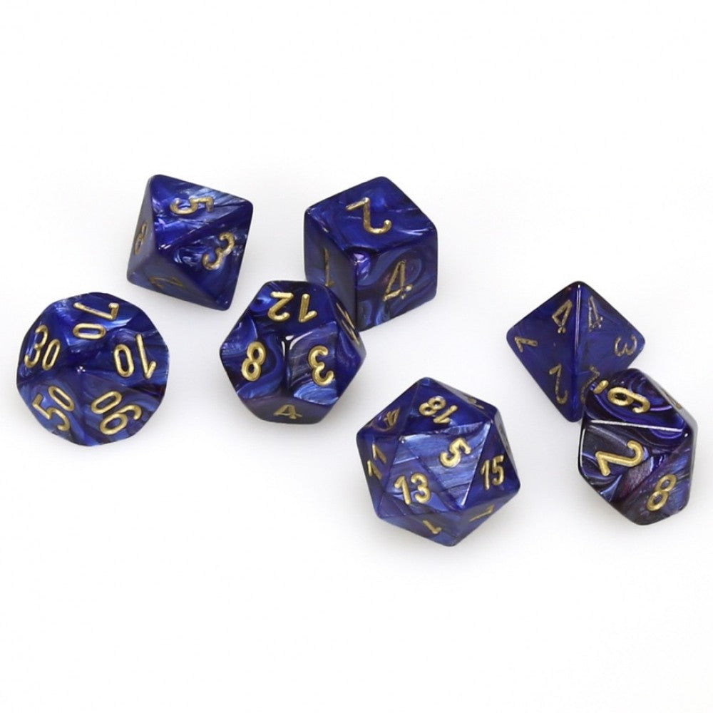 Chessex - Scarab Polyhedral 7-Die Set - Royal Blue/Gold (CHX27427)