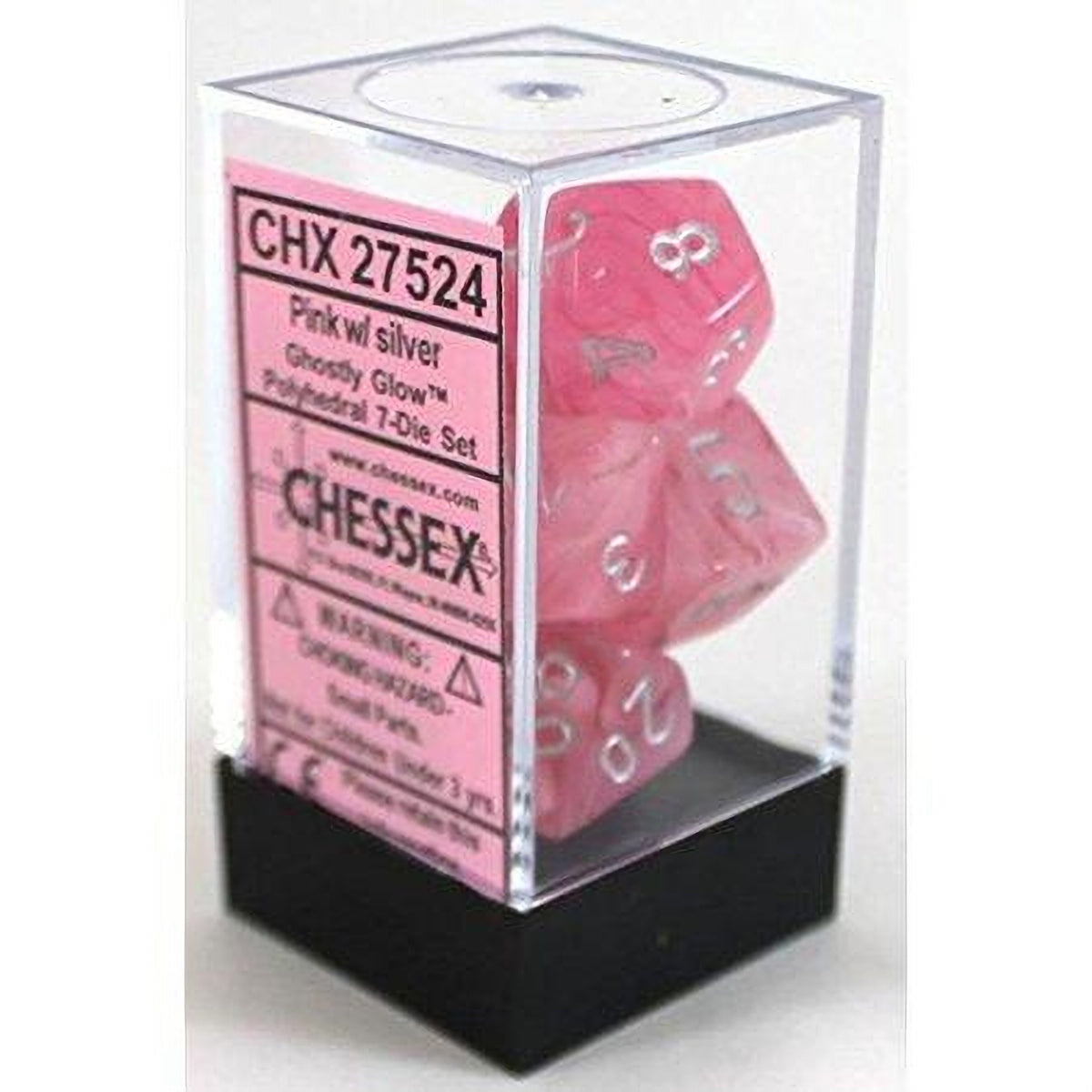 Chessex - Ghostly Polyhedral 7-Die Set - Pink/Silver (CHX27524)