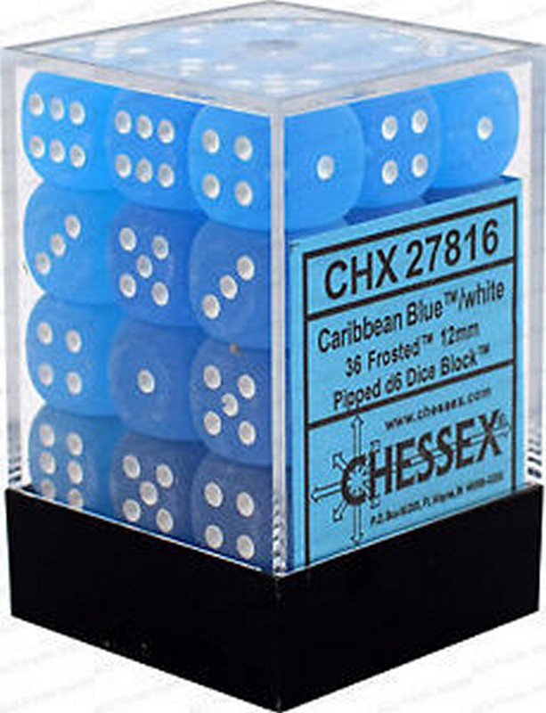 Chessex - Frosted 12mm D6 Set - Caribbean Blue/White (CHX27816)
