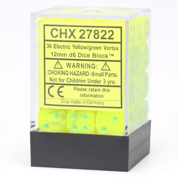 Chessex - Vortex 12mm D6 Set - Electric Yellow/White (CHX27822)