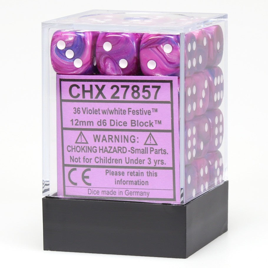 Chessex - Festive 12mm D6 Set - Violet/White (CHX27857)