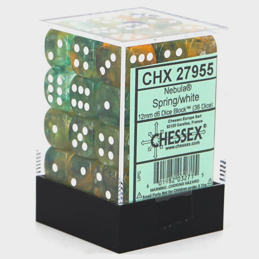 Chessex - Nebula Luminary 12mm 36 Die Set – Spring/White (CHX 27955)