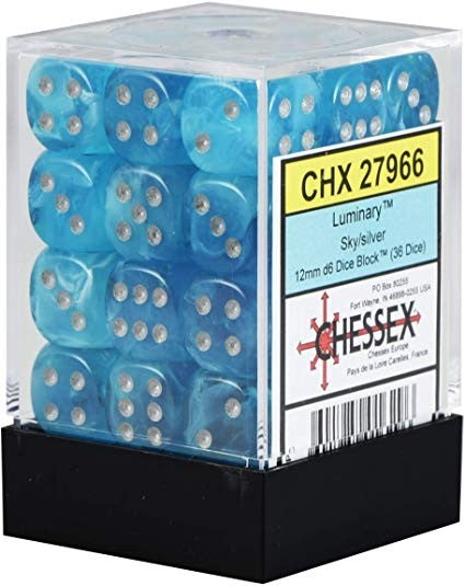 Chessex - Luminary 12mm D6 Set - Sky/Silver (CHX27966)