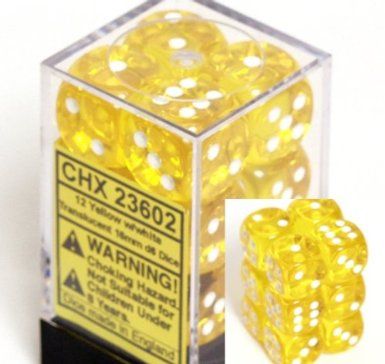 Chessex - Translucent 16mm D6 Set - YellowWhite (CHX23602)