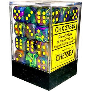 Chessex - Festive 12mm D6 Set - Rio/Yellow (CHX27849)