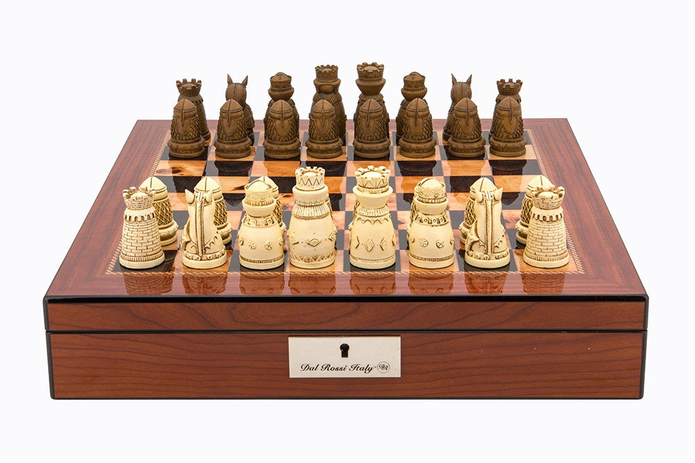 Dal Rossi Medieval Resin Chess Set on Walnut Box Board 16