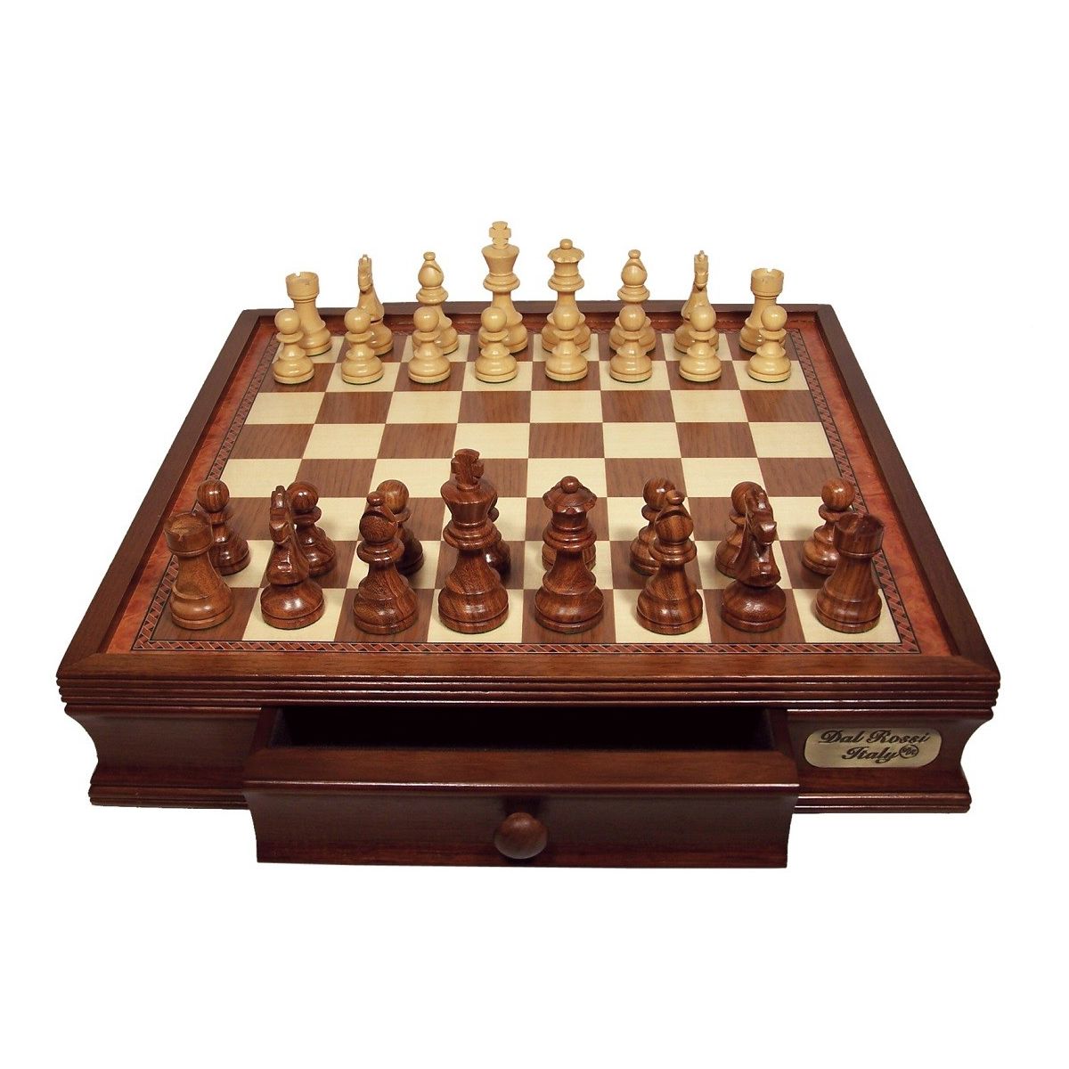 Dal Rossi Chess Set 16 Inch With Boxwood/Sheesham 85mm Pieces Wood Double Weighted