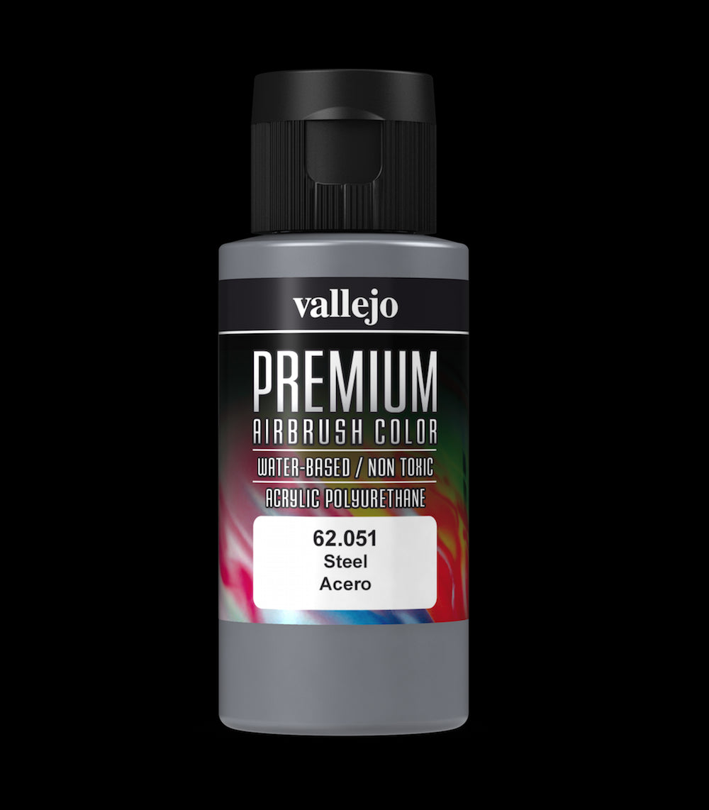 Vallejo Premium Colour – Steel 60ml Acrylic Paint (AV62051)