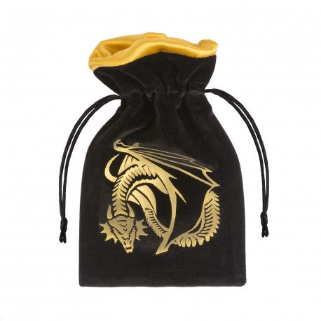 Q Workshop - Dragon Black and Gold Velour Dice Bag