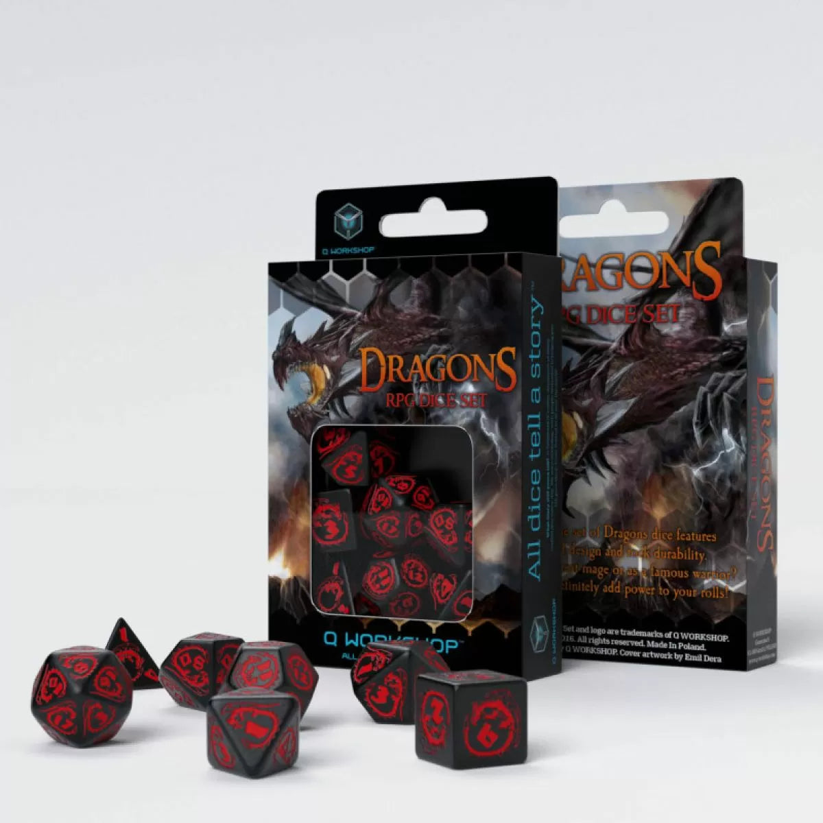 Q Workshop - Black and Red Dragon Dice 7