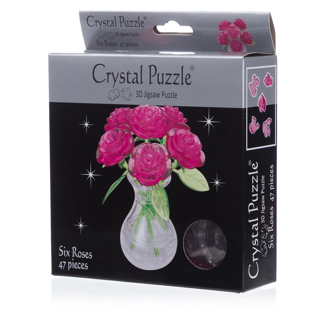 3D Crystal Puzzle | 6 Pink Roses - Good Games