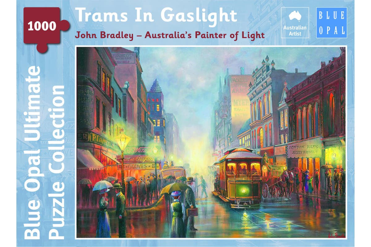 Blue Opal - John Bradley Trams in Gaslight 1000 Piece Jigsaw
